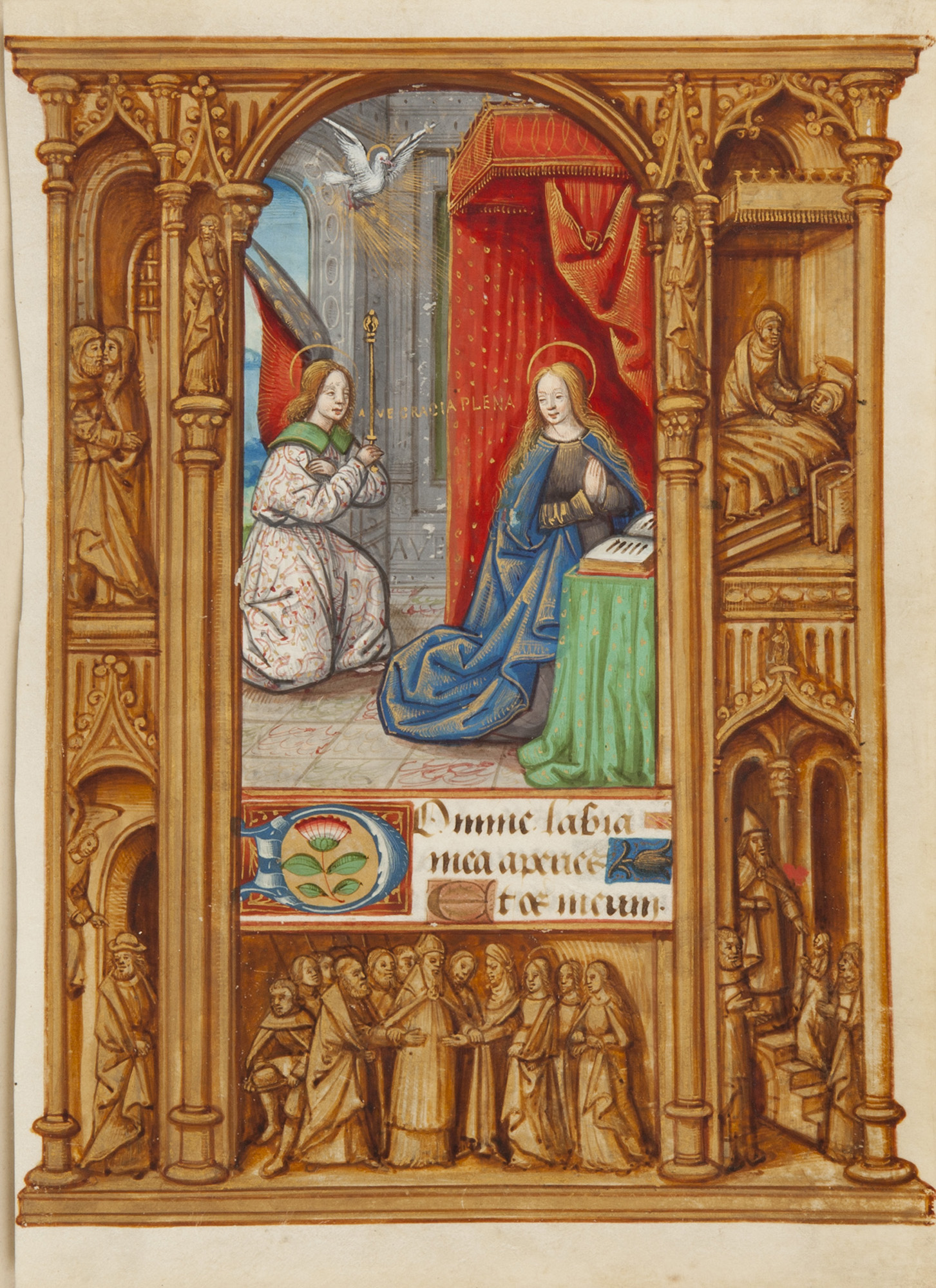 Artist Unknown, Annunciation, circa 1480. Pigment, gold on vellum. Collection of DePaul University, Religious Art Fund, Art Endowment Fund.